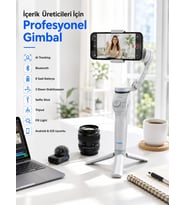 Akıllı Telefon Gimbal Sabitleyici 360° Takip Özellikli Profesyonel Video Çekim Stabilizeri