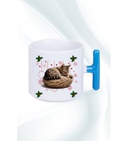 Yeni Yıl Uykucu Kedi Baskılı T Saplı Kupa Bardak Porselen Çay Kahve Fincanı