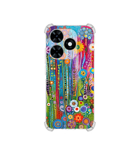 PrintiFy Tecno Spark 20c ile Uyumlu Düşlerin Dansı Serisi Folklorik Bahçe Tasarımlı Uv Baskılı Köşe Korumalı Antişok Kılıf