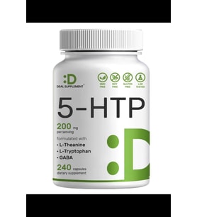 DEAL SUPPLEMENT 5-HTP 200mg  240 Capsul, 98% African Derived Griffonia Seed Extract  Plus Active L Theanine, L Tryptophan, GABA  Relaxation.Usa Menşei.3949 (Renksiz)
