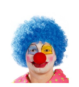Mavi Renk Kıvırcık Afro Palyaço Seti