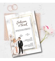 Ezgoola / Kişiye Özel Karikatürlü Davetiye Gelin Damat 3 / Nişan ve Düğün Davetiye / 13x18 cm Zarf Dahil / Düğün Davetiye / Nişan Davetiye / Davetiye