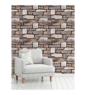 Dreamwall Taş Duvar Desenli Silinebilir Tekstil Duvar Kağıdı (Çok Renkli)