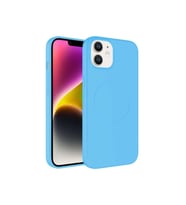 Apple iPhone 12 Uyumlu Kılıf M-safe Wireless Şarj Özellikli Pastel Renk Silikon Zore Plas Kapak (Açık Mavi)