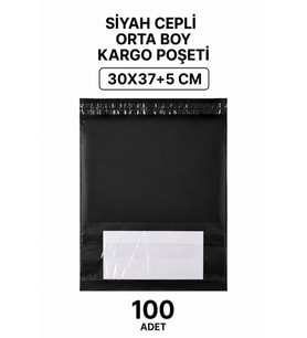 Northcity Siyah Cepli Kargo Poşeti 30x37+5 Cm 100 Adet – Dayanıklı E-Ticaret Paketleme Çözümü
