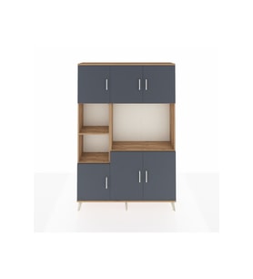 Arges Dolap 9 Raflı 6 Kapaklı 132x30x195 Çam-Antrasit/Çam