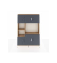 Arges Dolap 9 Raflı 6 Kapaklı 132x30x195 Çam-Antrasit/Çam