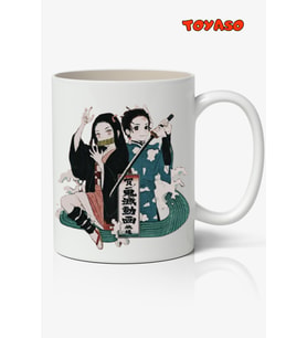 İblis Keser Demon Slayer Tanjiro & Nezuko Temalı Beyaz Kupa Bardak Sevgiliye Arkadaşa Hediye