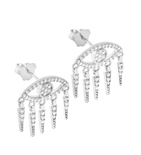 Göz Tasarım Silver Renk 925 Ayar Gümüş Kadın Küpe