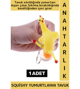 Eğlenceli Hediyelik Komik Stres Giderici Duyusal Uyarıcı Kauçuk Squishy Yumurtlayan Tavuk Anahtarlık