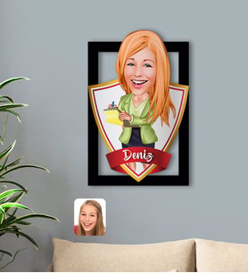 BK Gift Kişiye Özel İsimli Kadın Asistan Karikatürlü 3D Ahşap Tablo-2