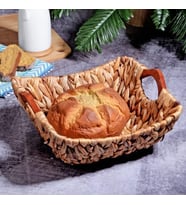 Wicker Serisi Bezli Kare Ahşap Kulplu Hasır Ekmek Sepeti