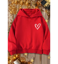 Çocuk Kalp Baskılı Sweatshirt (Kırmızı)