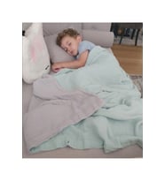 %100 Pamuk Müslin 100×150 Bebek Battaniye Yastık Takımı yeşil&gri çift tara