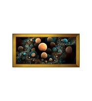 Soyut Şekiller Motifli Kanvas Tablo 50 x 70 cm Gold Çerçeve