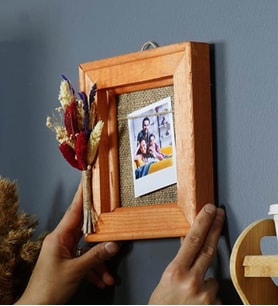 Kişiye Özel Fotoğraflı & Çiçekli  & Doğal  Ahşap Çerçeve
