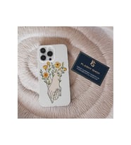 Samsung Galaxy A54 Uyumlu Çiçek Ve El Desenli Şeffaf Kılıf