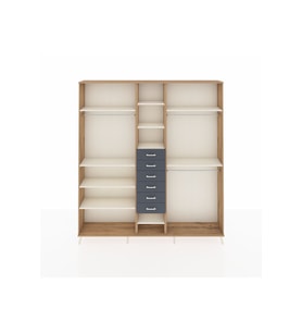 Arges Dolap 10 Raflı 6 Çekmeceli 3 Askılı 220x30x243 Çam-Aytaşı/Antrasit