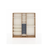 Arges Dolap 10 Raflı 6 Çekmeceli 3 Askılı 220x30x243 Çam-Aytaşı/Antrasit
