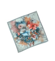 Enba Çiçek Desenli Pamuklu Eşarp 90x90 cm (Gri)