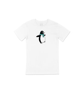 Atkılı Penguen Tişört (Beyaz)