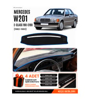 MERCEDES W201 E-CLASS 190-190E (1982-1993) Uyumlu Torpido Örtüsü Torpido Kılıfı - Siyah Mavi