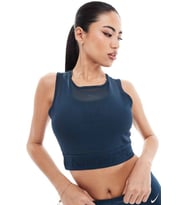 Nike Pro Women's Mesh Tight Fit Tank Top Kadın Transparan Spor Bustiyer Petrol Mavisi