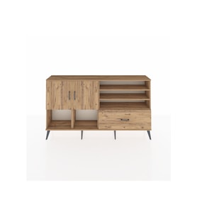 Arges Konsol 7 Raflı Tek Çekmeceli 2 Kapaklı 176x30x99 Çam-Çam