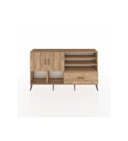 Arges Konsol 7 Raflı Tek Çekmeceli 2 Kapaklı 176x30x99 Çam-Çam