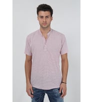 Erkek Hakim Yaka Yarım Patlı Ekoseli Kısa Kollu Slim Fit Gömlek 21Y-4300602-01 Kırmızı