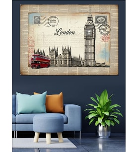 Eskitilmiş London Manzarası Dekoratif Kanvas - Mdf Ahşap Tablo