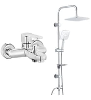 ECA Nita Banyo Bataryası+T-MAY Banyo Çamlıca Kare Tepe Duş Takımı Seti Paslanmaz (Krom)