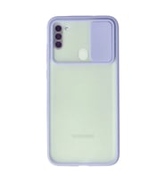 Samsung Galaxy A11 Kılıf Palm Buzlu Kamera Sürgülü Silikon - Lila