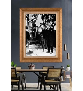 Altın Varaklı Çerçeveli Paspartulu Atatürk Tablo DC1287 (Gold)