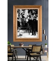 Altın Varaklı Çerçeveli Paspartulu Atatürk Tablo DC1287 (Gold)