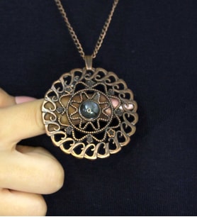 Doğal Taş Labradorit Doğal Taşlı Yuvarlak Model Antik Kadın Kolye euk47lbt (Gri)