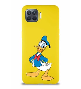 Oppo Reno 4 Lite Soft Premier Kapak Donald Duck-C Tasarımlı Silikon Kılıf - Sarı (Şeffaf)