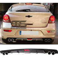 Chevrolet Cruze HB Difüzör Arka Tampon Eki 4 Egzoz Çıkışlı Siyah