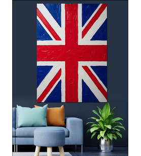 İngiltere Bayrağı Union Jack Tasarımı Dekoratif Kanvas - Mdf Ahşap Tablo