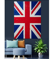 İngiltere Bayrağı Union Jack Tasarımı Dekoratif Kanvas - Mdf Ahşap Tablo