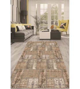 Dijital Kaymaz Taban Yıkanabilir Modern Renkli Salon Halısı Mutfak Halısı Yolluk ND-HT-699 (Krem)