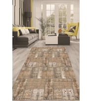 Dijital Kaymaz Taban Yıkanabilir Modern Renkli Salon Halısı Mutfak Halısı Yolluk ND-HT-699 (Krem)
