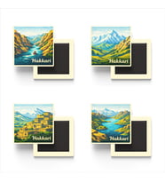 Hakkari - Baskılı Buzdolap Magneti Kare - 9x9 cm - 4 Adet