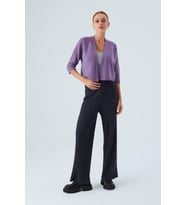 Peraluna Reglan Kollu Kaşmir Karışım Kısa Kadın Triko Bolero - Koyu Lila