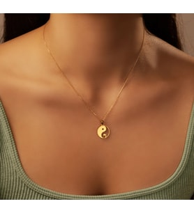 Yin Yang 14 Ayar Altın Kolye