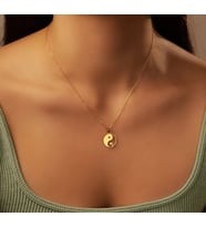 Yin Yang 14 Ayar Altın Kolye