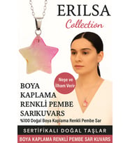 Sertifikalı Yıldız Model Pembe Sarı Kuvars Doğal Taş Kolye – Neşe ve İlham Taşı (Çok Renkli)