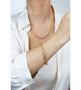 Gold Renk Klasik Kolye Bileklik Set