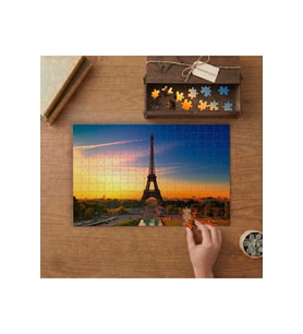 Paris - Gün Batımı - Eyfel Kulesi Tasarımı 240 parça Ahşap Puzzle Ahşap Kutuda MP07351