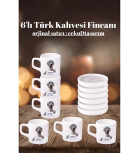 Şık 6'lı Türk Kahvesi Fincan Seti - Hem Ev Hem Firma Kullanımına Uygun (Beyaz)